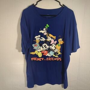 Disney Mickey and Friends Blue Graphic T Shirt Men’s Large Goofy Pluto Donald